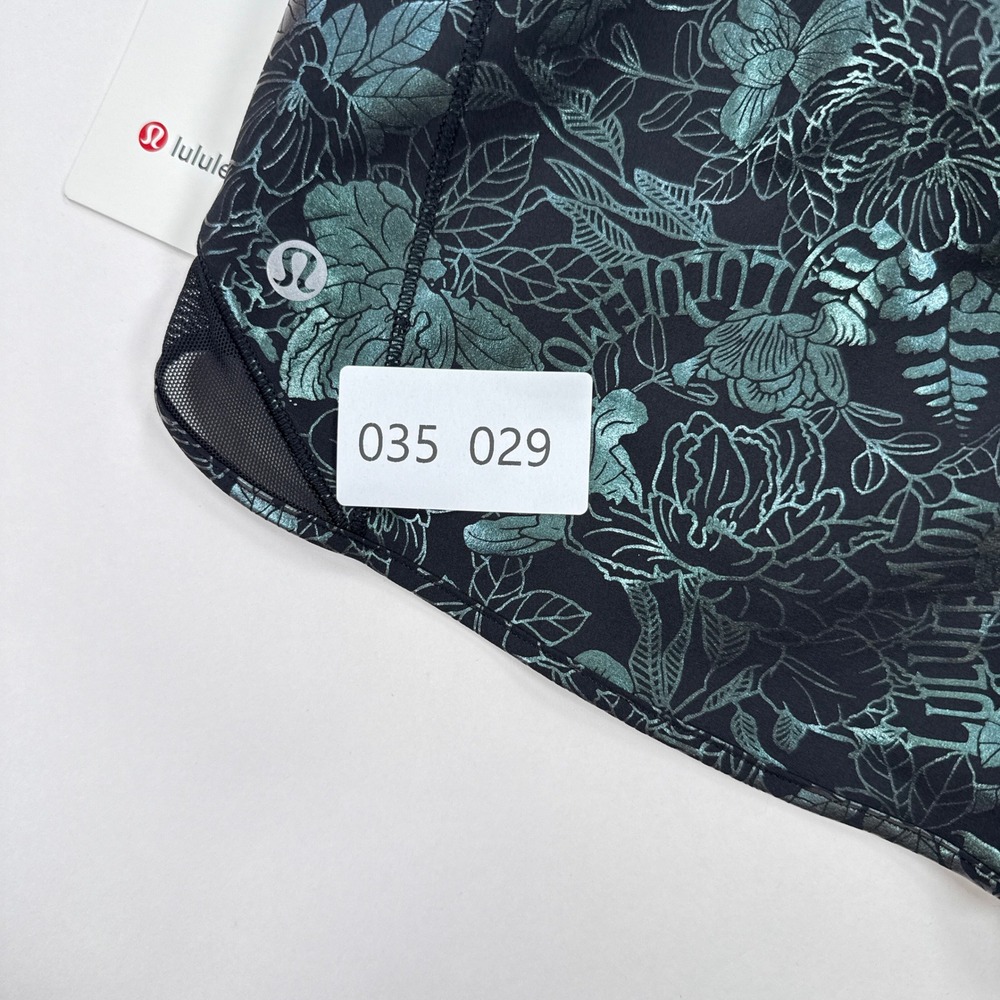 Lululemon Hotty Hot Shorts Womens 4 Black Teal Floral Lined Athletic Running LR - Picture 11 of 11